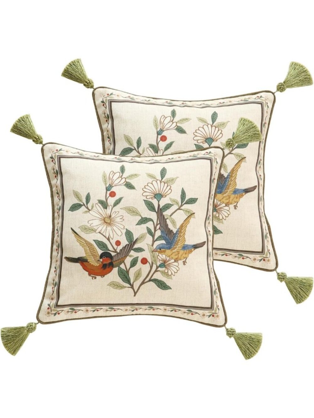 Linen Square Throw Pillow Covers Set of 2, 18"x18", Stylish Home Decor Accent